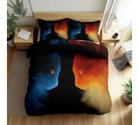 Reversible Fantasy Art Smoke Cats Printed Duvet Cover, Luxury Abstract Art Cot-bed Bedding Sets - Lightweight Duvet Cover Bedding - Soft Breathable Quilt Covers for Kids Adults 120 x 150 cm