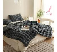 Reversible Faux Fur Throw Blanket - Thick Plush Bedding Cozy Soft Rabbit Fur Bubble Blanket for Couch Living Room Bedroom - Warm Fuzzy Cover for Ultimate Comfort