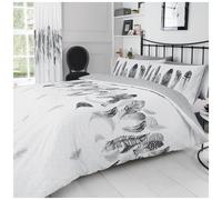 Smart Living Printed Polycotton Feathers Duvet Cover With Pillowcases in White | Size: Double Smart Living White Double