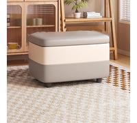 Reversible Footrest Pouf Container with Lid Square Technical Fabric Ottoman for Living Room & Bedroom 40x28x28 cm (16x11x11 inch) Stylish Storage Solution