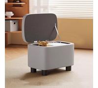 Reversible Footrest Pouf with Lid Square Storage Container & Tray Technical Fabric Pouf for Living Room & Bedroom 40 x 28 x 28 cm (16 x 11 x 11 inch)