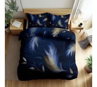 Reversible Gold and Silver Swirls Feathers Leaves Printed Duvet Cover, Luxury Elegant Refinement Double Bedding Sets Lightweight Duvet Cover Bedding - Soft Breathable Quilt Covers for Kids Adults