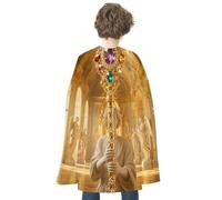 Reversible Halloween Cloak Angel Gem Scepter Cape with Hook & Loop | Medieval Renaissance Poncho, Dress up Costume, Blue Red Robe, Adjustable Collar, Flowing Drape, Wizard Witch Vampire Cosplay