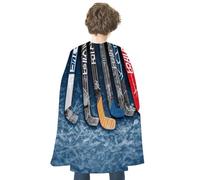 Reversible Halloween Cloak Ice Hockey Sticks Cape with Hook & Loop | Medieval Renaissance Poncho, Dress up Costume, Blue Red Robe, Adjustable Collar, Flowing Drape, Wizard Witch Vampire Cosplay