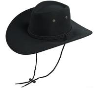 Reversible Hat for Men Women, Adjustable Sun Hat with 10cm Wide Brim, Breathable Polyester Sheriff Cap for Spring Autumn Outdoor Travel, 58cm(Black2)