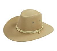 Reversible Hat for Men Women, Adjustable Sun Hat with 10cm Wide Brim, Breathable Polyester Sheriff Cap for Spring Autumn Outdoor Travel, 58cm(Light Camel-color)