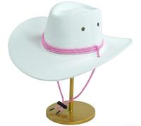 Reversible Hat for Men Women, Adjustable Sun Hat with 10cm Wide Brim, Breathable Polyester Sheriff Cap for Spring Autumn Outdoor Travel, 58cm(White)