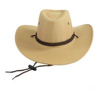 Reversible Hat for Men Women, Adjustable Sun Hat with 10cm Wide Brim, Breathable Polyester Sheriff Cap for Spring Autumn Outdoor Travel, 58cm(Light Yellow2)