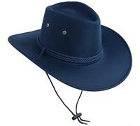 Reversible Hat for Men Women, Adjustable Sun Hat with 10cm Wide Brim, Breathable Polyester Sheriff Cap for Spring Autumn Outdoor Travel, 58cm(Blue2)
