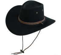 Reversible Hat for Men Women, Adjustable Sun Hat with 10cm Wide Brim, Breathable Polyester Sheriff Cap for Spring Autumn Outdoor Travel, 58cm(Black1)