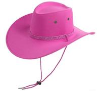 Reversible Hat for Men Women, Adjustable Sun Hat with 10cm Wide Brim, Breathable Polyester Sheriff Cap for Spring Autumn Outdoor Travel, 58cm(Dark Pink)