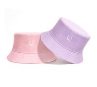 Reversible Kids Sun Hat, Embroidered Smile Face Toddler Bucket Hat | Foldable Beach Hats Double Sided Outdoor Caps Wide Brim Breathable Sun Hats for 2-8 Years Camping, Hiking, Traveling