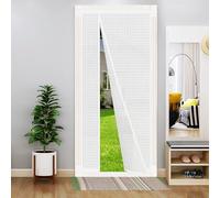 Reversible Left or Right Side Opening Insulated Door Curtain, Keep Cold Out Thermal Magnetic Door Screen Cover Auto Closer for Kitchen, Bedroom, Air Conditioner Room, Fits Doors up to 36" x 82",White