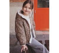 Reversible Leopard/Sherpa Windcheater with Hood for Girls beige