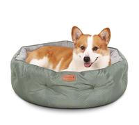 Reversible Medium Size Dog Beds for Medium Dogs - Round Dual-Sided Dog Beds for Small Dogs and Cats, Washable Dog Bed for Puppy and Kitten with Slip-Resistant Bottom (Grey, 25" L x 25" W x 8" Th)