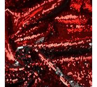 Reversible Mermaid Sequin Fabric 2 Colour Way Changing Satin 9 Colours (Sample (10cm x 10cm), Red/Silver 1975)