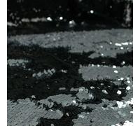 Reversible Mermaid Sequin Fabric 2 Colour Way Changing Satin 9 Colours (Sample (10cm x 10cm), Silver/Black 1978)