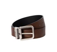 Reversible Metal Buckle Leather Belt Brown 3XL