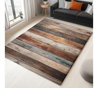 Reversible NonSlip Area Rug 60x120 cm Retro Country Style Washable Wood Grain Design Short Pile Carpet for Living Room Bedroom Dining Room Office