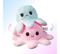 Reversible Octopus Plush - Happy and Sad Moody octopus- 20cm Stuffed animal toy - Octopus Plushie Reversible teddy - Flip Octopus peluche Kawaii - shows emotion silently!