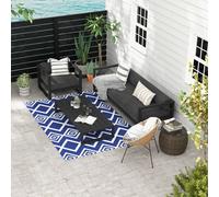 Reversible Outdoor Rug W/ Carry Bag for RV Camping Beach, 182 x 274cm Outsunny Blue 185cm x 270cm