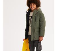 Reversible Parka with Faux Fur-Trimmed Hood khaki green/black