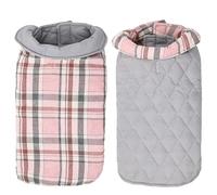 Reversible Plaid Dog Winter Coat - Waterproof Dog Jacket with Harness Hole for Cold Weather Protection(PinkRosa,XL)