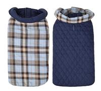 Reversible Plaid Dog Winter Coat - Waterproof Dog Jacket with Harness Hole for Cold Weather Protection(BlueBlau,XS)