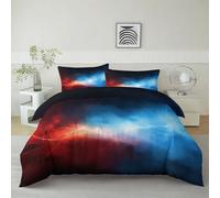 Reversible Printed Duvet Cover Set Double, Brushed Microfiber Soft Hypoallergenic Abstract Future Lightning Quilt Cover - Black Bedding Sets with Zipper Closure, 200 × 200 cm