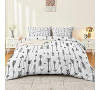 Reversible Quilt Cover 135 x 200 cm Black Minimalist Graffiti Arrows Printed Microfibre Duvet Cover Set Soft Breathable Bedding Set with 2 Pillowcases Zip Closure