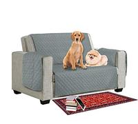 Reversible Quilted Sofa Cover Pet Dog Kids Barrier- Slipcover Furniture Protector Washable Couch Covers with Elastic Straps Anti-Slip Wrinkle Resistant (3 Seater, Grey - Silver)