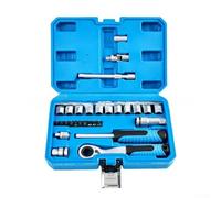 Reversible Ratchet Socket Set 29-Piece 1/4 Drive Metric | Metric sizes 4.5mm-13mm, 12-point pass-through design, works on long threads, unobstructed fastening, chrome finish