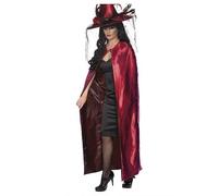 Reversible Red and Black Cape Fancy Dress Costume Ladies One Size