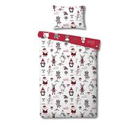 Reversible Red & White Christmas Buddies Junior/Toddler Duvet Cover Set - 120cm x 150cm