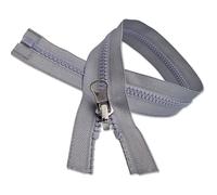 Reversible Resin Zip Gauge #5 Bilateral Open-End Chunky Fastener Moulded Plastic Teeth for Double-Sided Jackets Fleeces (Silver Grey, 65cm (25.6"))