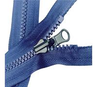 Reversible Resin Zip Gauge #5 Bilateral Open-End Chunky Fastener Moulded Plastic Teeth for Double-Sided Jackets Fleeces (Navy Blue, 60cm (23.6"))