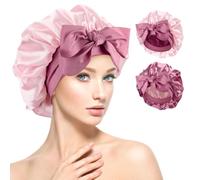 Reversible Satin Bonnet for Sleeping Women, Double Layer Soft Ajustable Elasticity Band Satin Bonnet for Sleeping Hair Silk Sleep Cap Reduce Frizz