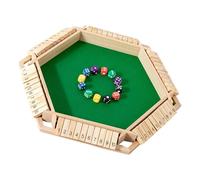 Reversible Six Sided Wooden Board Game with Dices for Family Entertainment and Educational Learning Role Play Math Toy