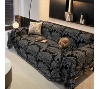 Reversible Sofa Cover for Living Room - Cat-Scratch Proof Throw Velvet Large Multi-Functional Soft with Tassels Extra-Large Suitable Sofas, Beds and Armchairs (180x280cm, Yellow/Green/Bla C 180*260CM