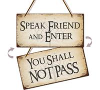 Reversible "Speak Friend and Enter" & "You Shall Not Pass" Sign, Double Sided PVC Hanging Plaque, Gift for LOTR Fans,10x5”