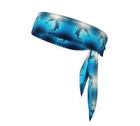 Reversible sports headband with straps Kiss Dolphin Tale Pattern printed sports headband suitable for basketball and running