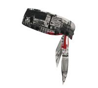 Reversible sports headband with straps Red Phone Booth London Street printed sports headband suitable for basketball and running