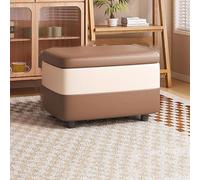 Reversible Square Footrest Pouf with Lid Technical Fabric Storage Box for Living Room & Bedroom 40x28x28 cm (16x11x11 inch) Convenient Footrest & Tray Solution