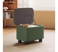 Reversible Square Footrest Pouf with Lid Versatile Storage Chest for Living Room & Bedroom Technical Fabric 40 x 28 x 28 cm (16 x 11 x 11 inch)