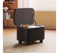 Reversible Square Pouf Footrest with Lid Storage Container for Living Room & Bedroom Versatile Technical Fabric 40x28x28 cm (16x11x11 Inch)