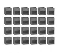 Reversible Storage Cubes 24 Pack with Dual Clear Windows, 11x11x11 Inch Cube Storage Bin, Heavy Duty Fabric Baskets for Shelves, Reinforced X-Stitch Handle Closet Organizers for Clothes Blanket, Gray