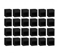 Reversible Storage Cubes 24 Pack with Dual Clear Windows, 11x11x11 Inch Cube Storage Bin, Heavy Duty Fabric Baskets for Shelves, Reinforced X-Stitch Handle Closet Organizers for Clothes Blanket, Black