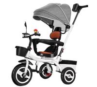 Reversible Stroller Tricycle with Canopy, High Back Safety Seat, Parent Handle, and Dual Brakes for Secure Outdoor Adventures