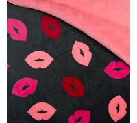Reversible Super Soft Cuddle Fleece Fabric Material - Lips Grey, 1Mtr - 150cmx100cm