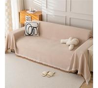 Reversible Thick Soft Sofa BlanketUniversal Chaise Lounge & Armchair CoverMultiPurpose Protector for Bed/Sofa4 Plazas with Tassels (Khaki 90 x 150 cm)